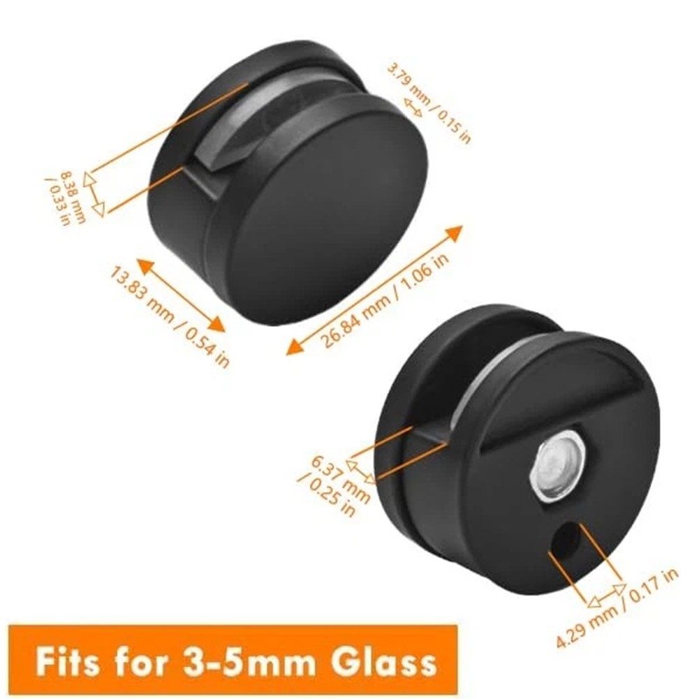 Zinc Alloy Black Mirror Holders 4pcs for 3mm to 5mm Glass Installation