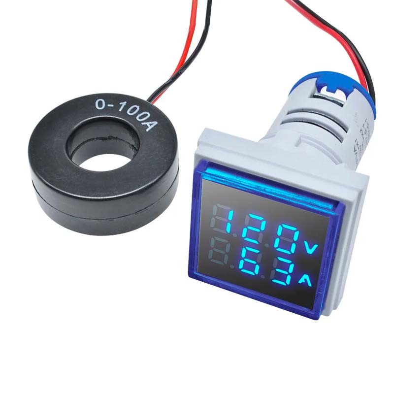 Lots of AC 60-500V 0-100A 22mm 2in1 Voltmeter Ammeter LED Digital Volt/AMP Meter