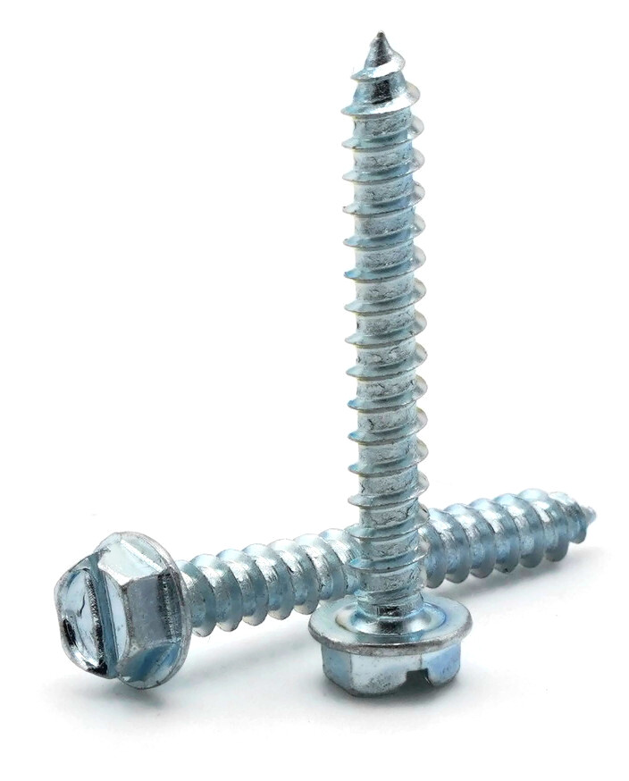 #10 Sheet Metal Screws – Zinc Plated Steel Slotted Hex Washer Head – Select Size