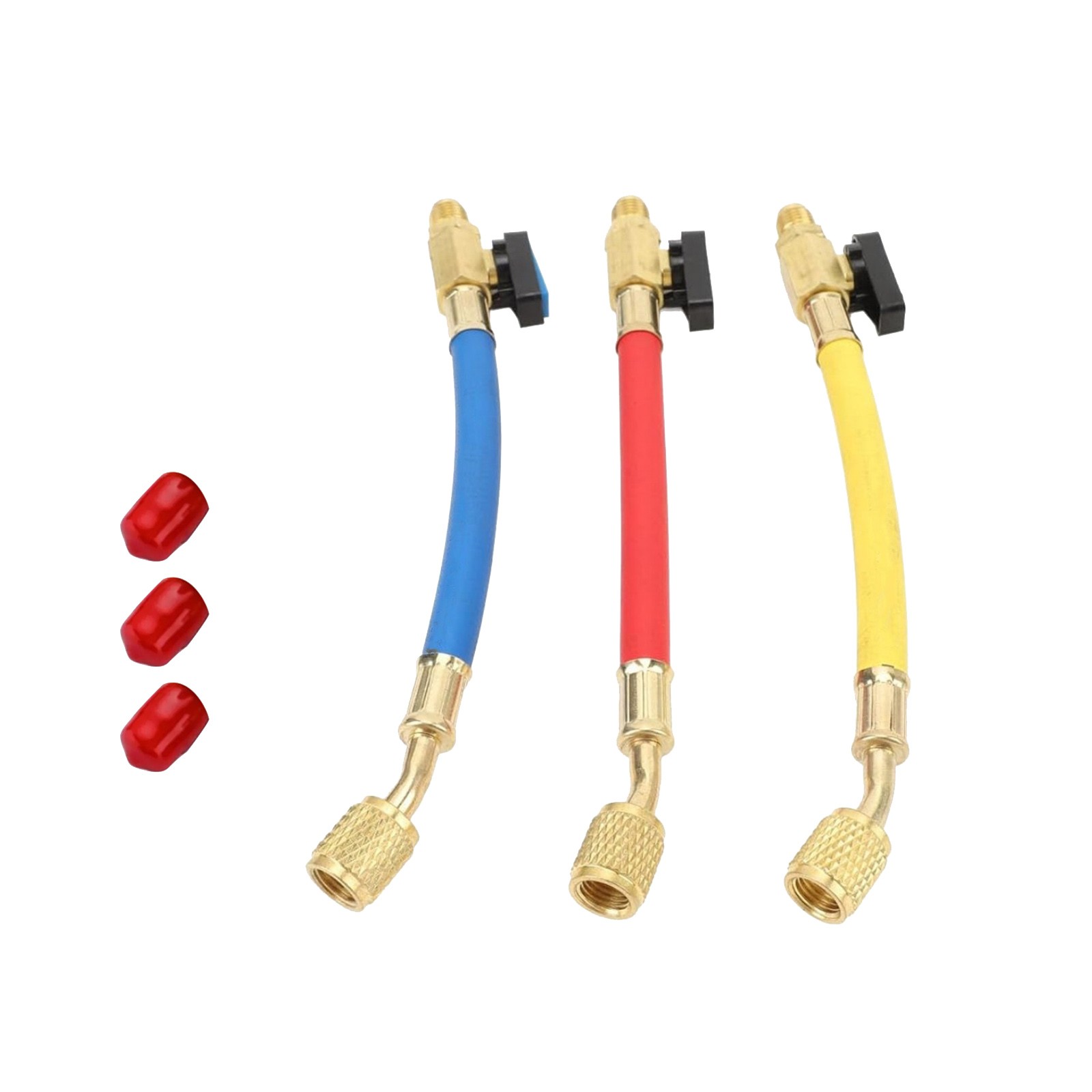 20CM 800PSI 1/4″ SAE Ball Valves Hose Fit For R134A R410A R22 R12 Refrigerants