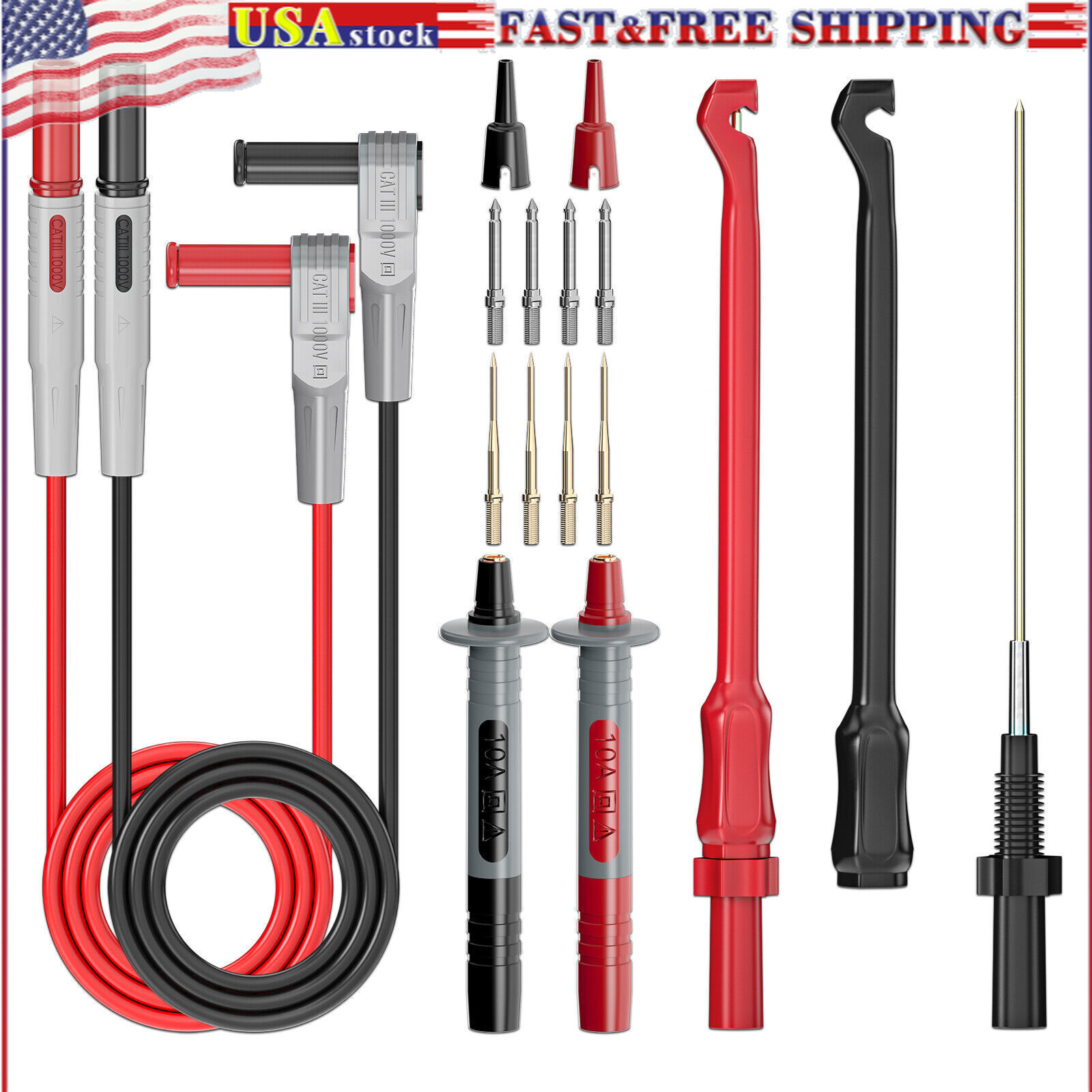 18PCS Multimeter Automotive Test Lead Kit with Wire Piercing Clip Puncture Probe