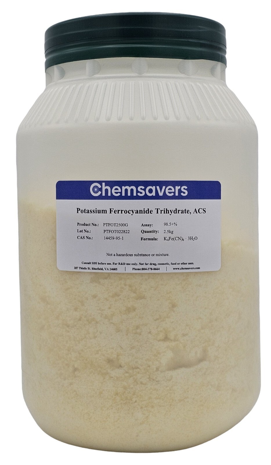Potassium Ferrocyanide Trihydrate, ACS, 98.5+%, 2.5kg