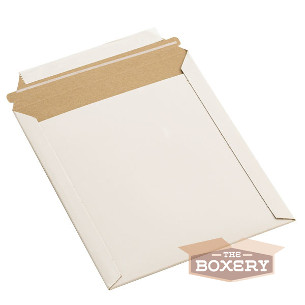 100 – 13×18” Rigid Flat Photo Mailers – Self-Seal – White from The Boxery
