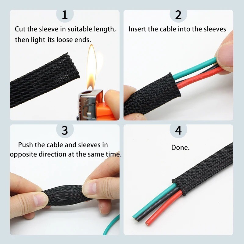 PET Expandable Insulated Braided Sleeving Wire Cable Sleeve Protect ALL SIZE LOT