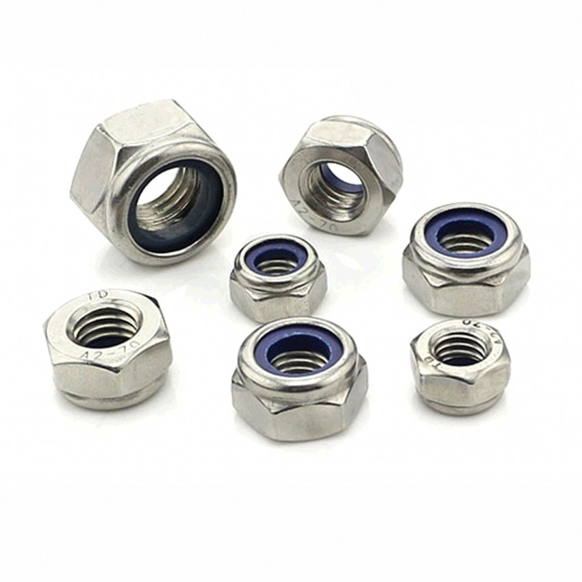 304 Stainless M6 M8 M10 M12 Left Hand Thread Nylon Insert Lock Nuts Nyloc Nuts