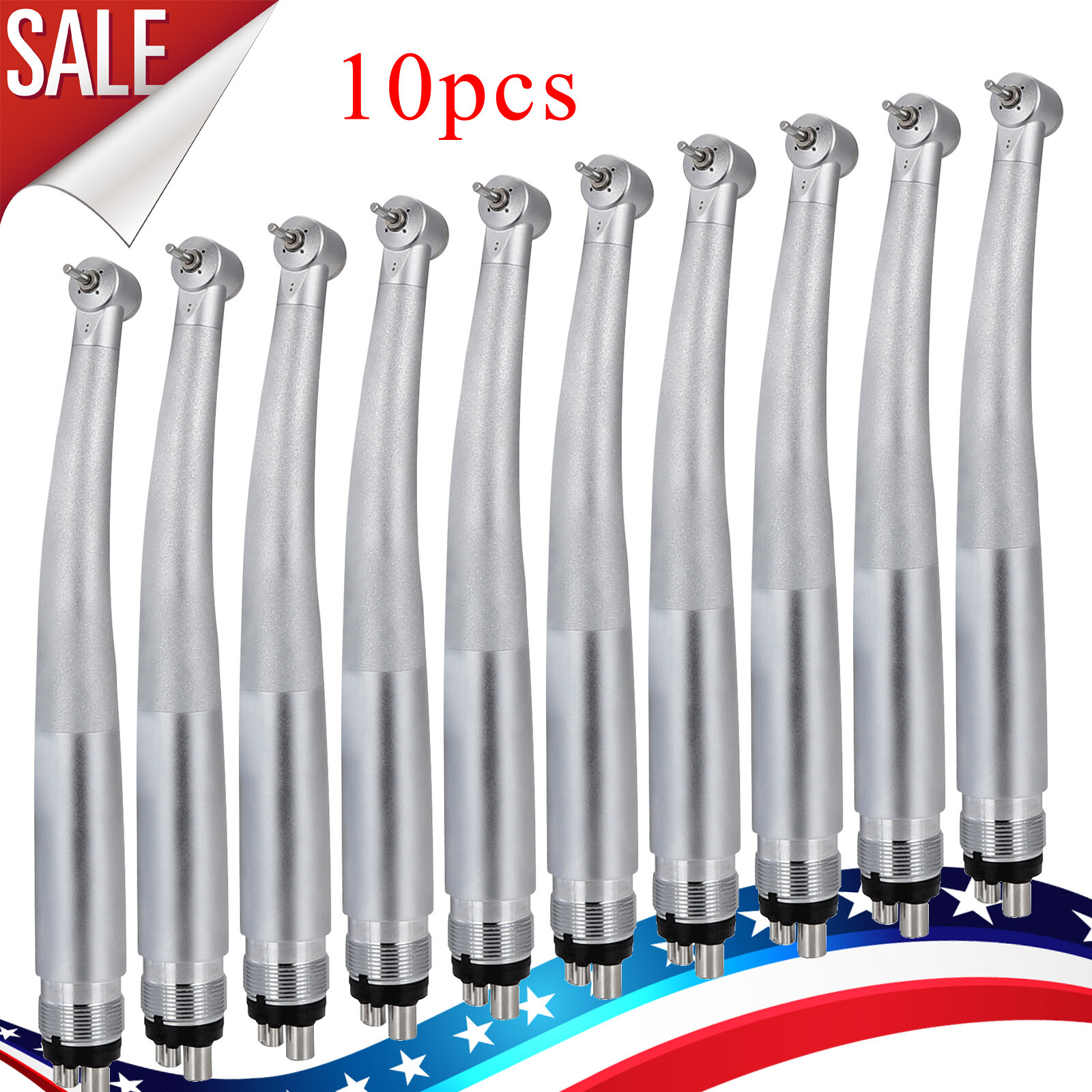 10Pcs Dental High Speed Handpiece Push Pedo Mini Small Head 4-Holes Fit Kid US