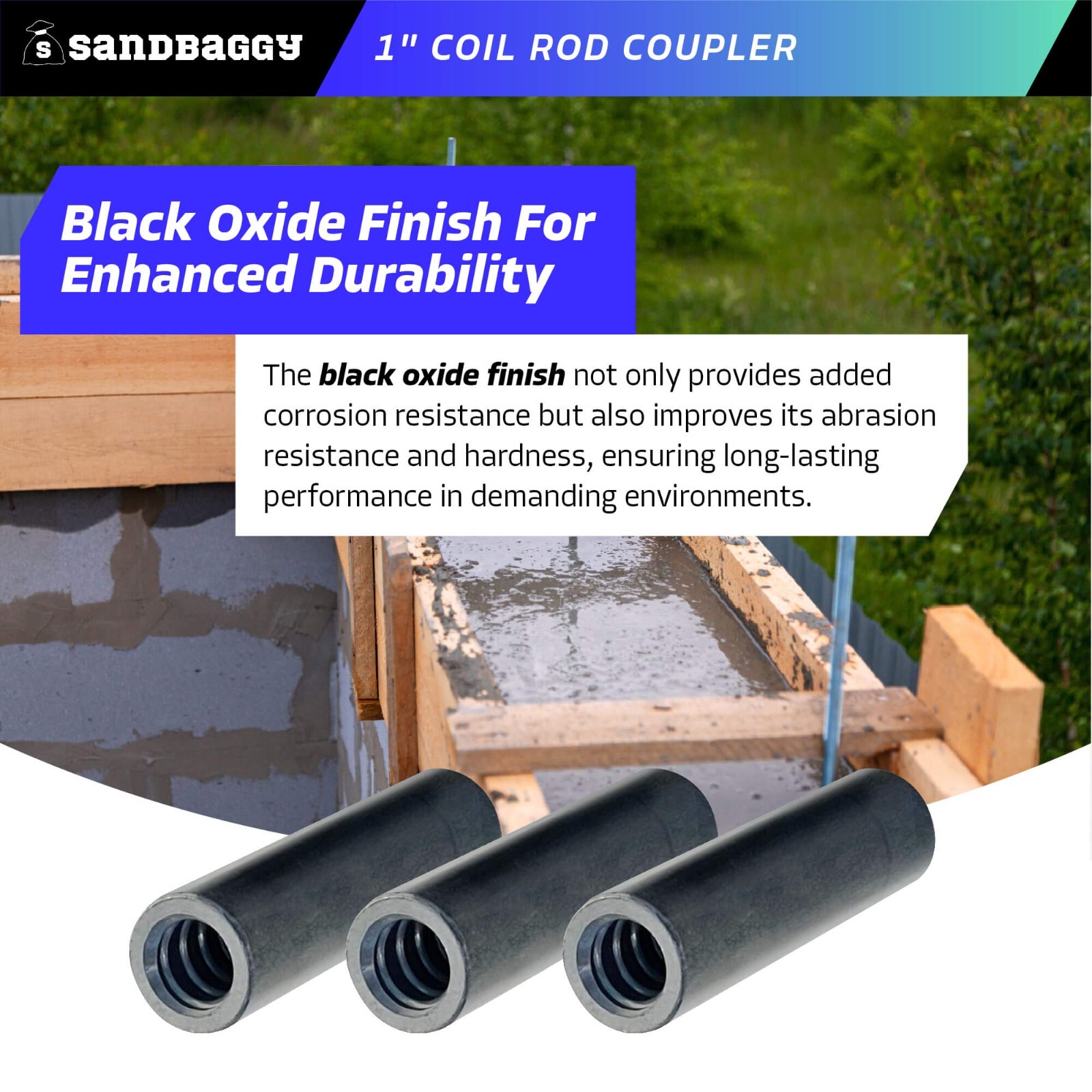 Sandbaggy 1″ Coil Rod Coupler – Round Threaded Coupling Nuts