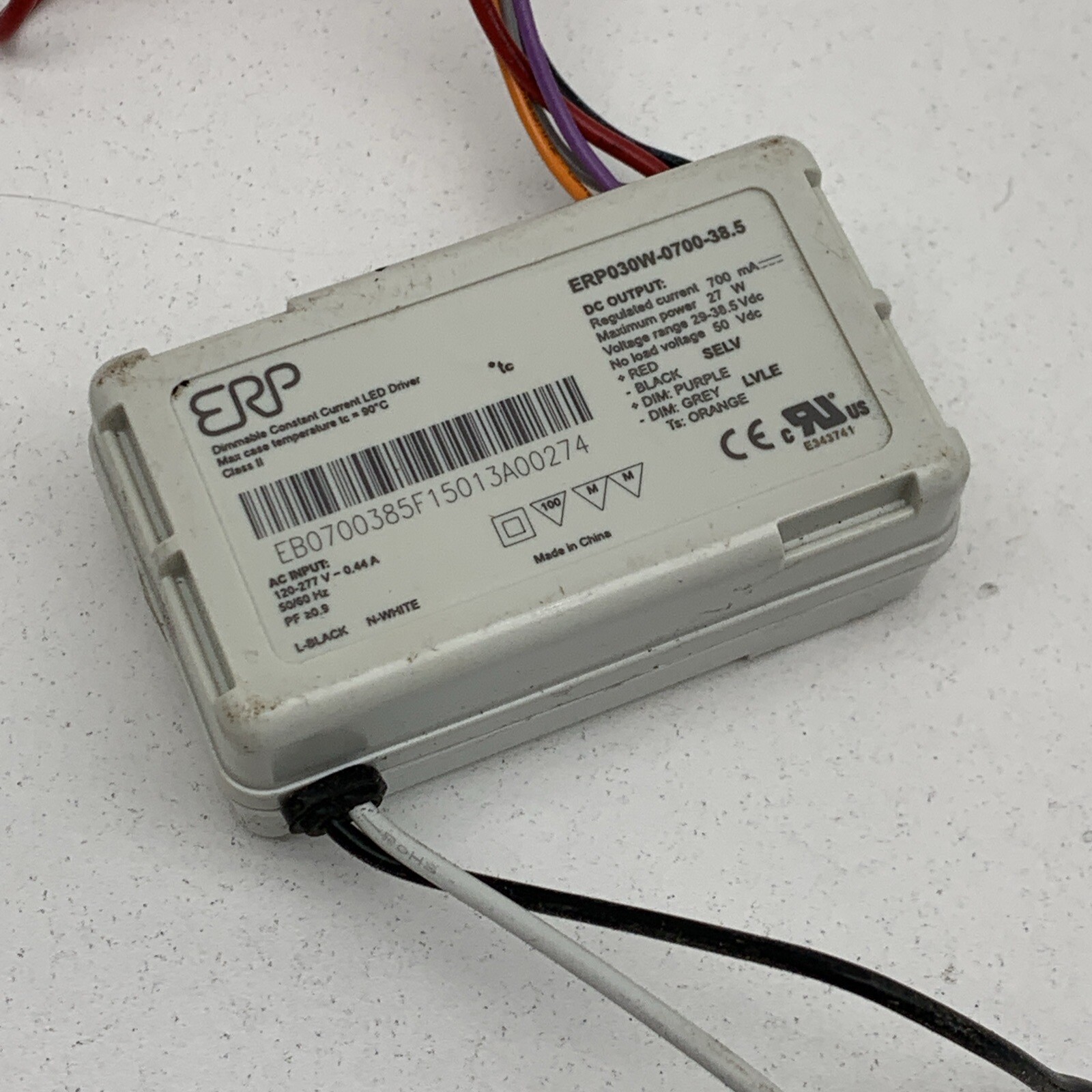 ERP ERP030W-0700-38.5 Dimmable Constant Current LED Driver 27W 29-38.5VDC 700mA