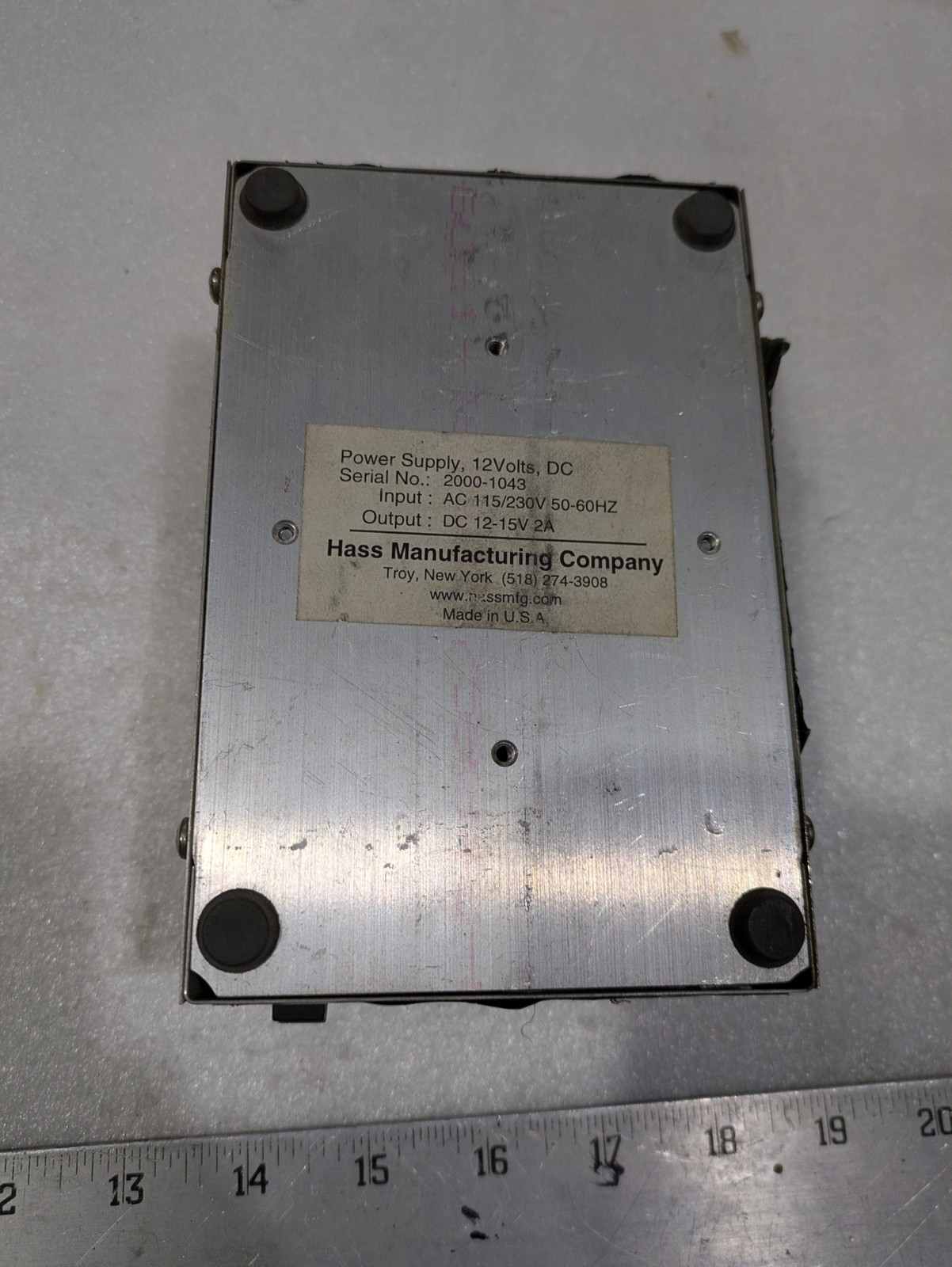 HASS POWER SUPPLY 12VDC AC 115/230V 50-60HZ DC 12-15V 2A