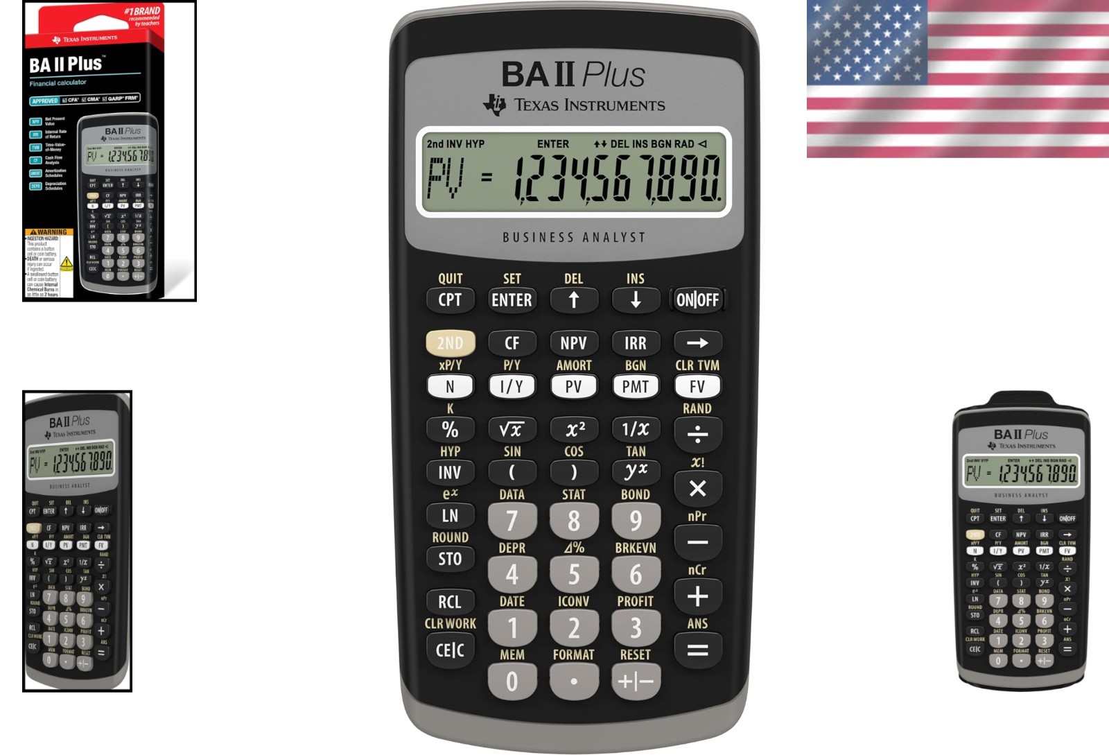 Durable BA II Plus Financial Calculator with Built-in Memory – Black Medium Size