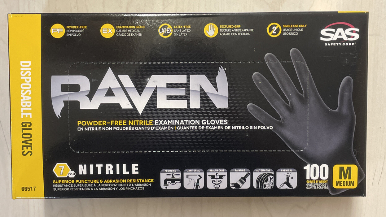 SAS Safety Nitrile Medium 66517 Gloves – 100 Pack