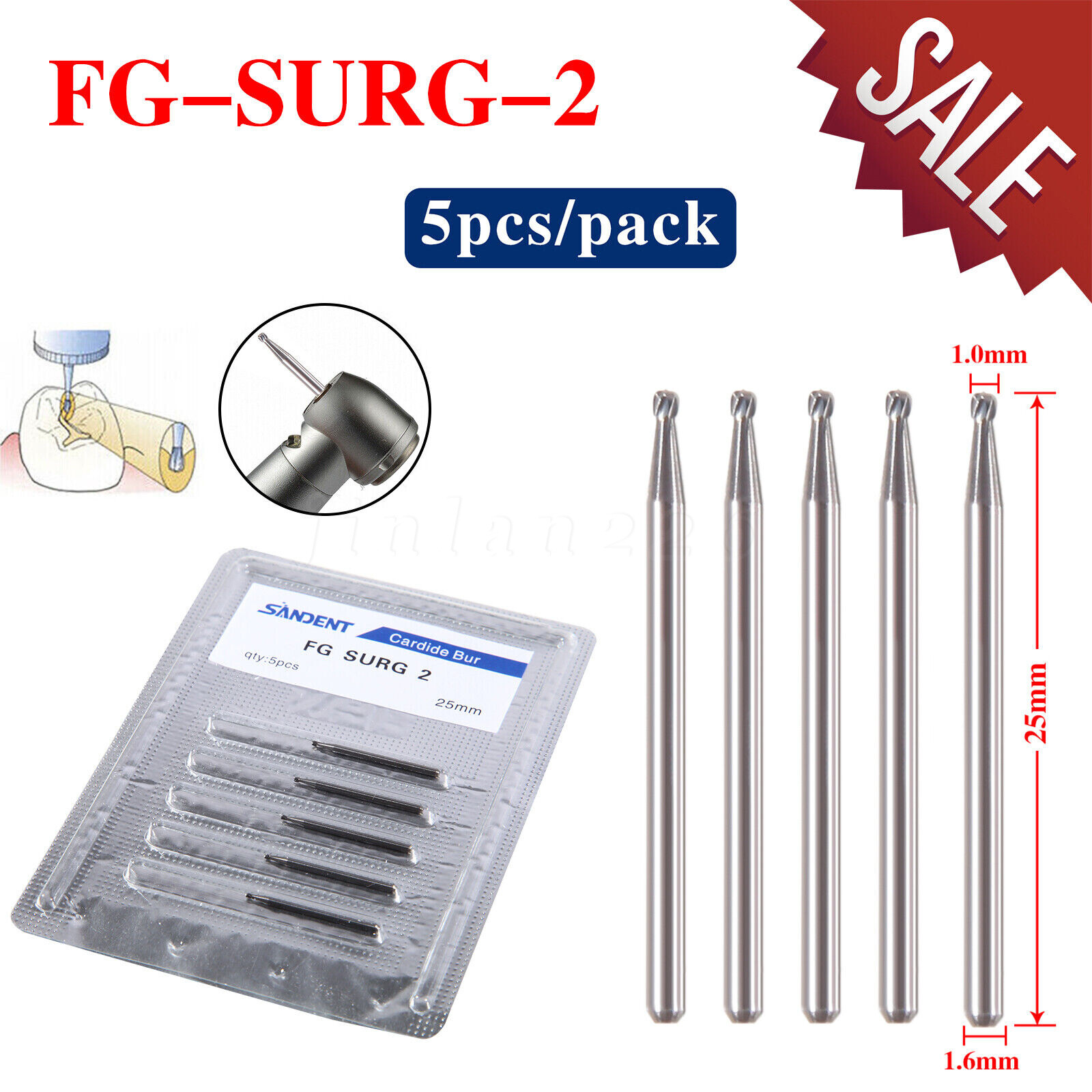 Dental Surgical Carbide Burs Bone Cutters Finishing 557 FG Bur 28mm/25mm