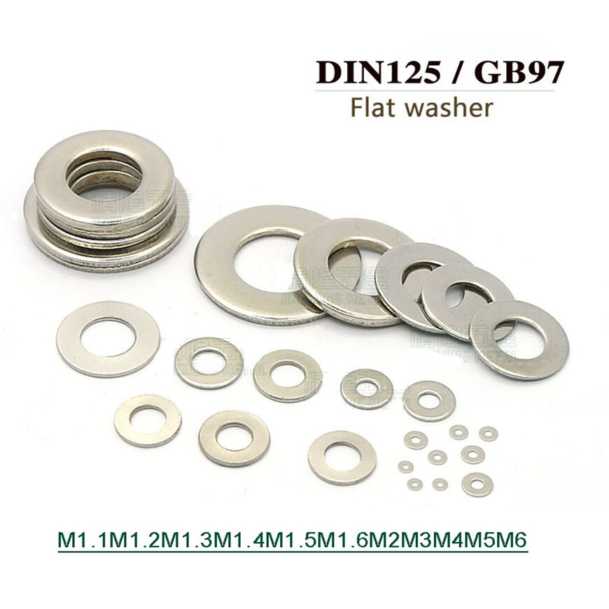 Flat Washers DIN125 Stainless Steel M1.1 M1.2,1.3,1.4,1.5,1.6,2,2.5,3,3.5,4,5,6