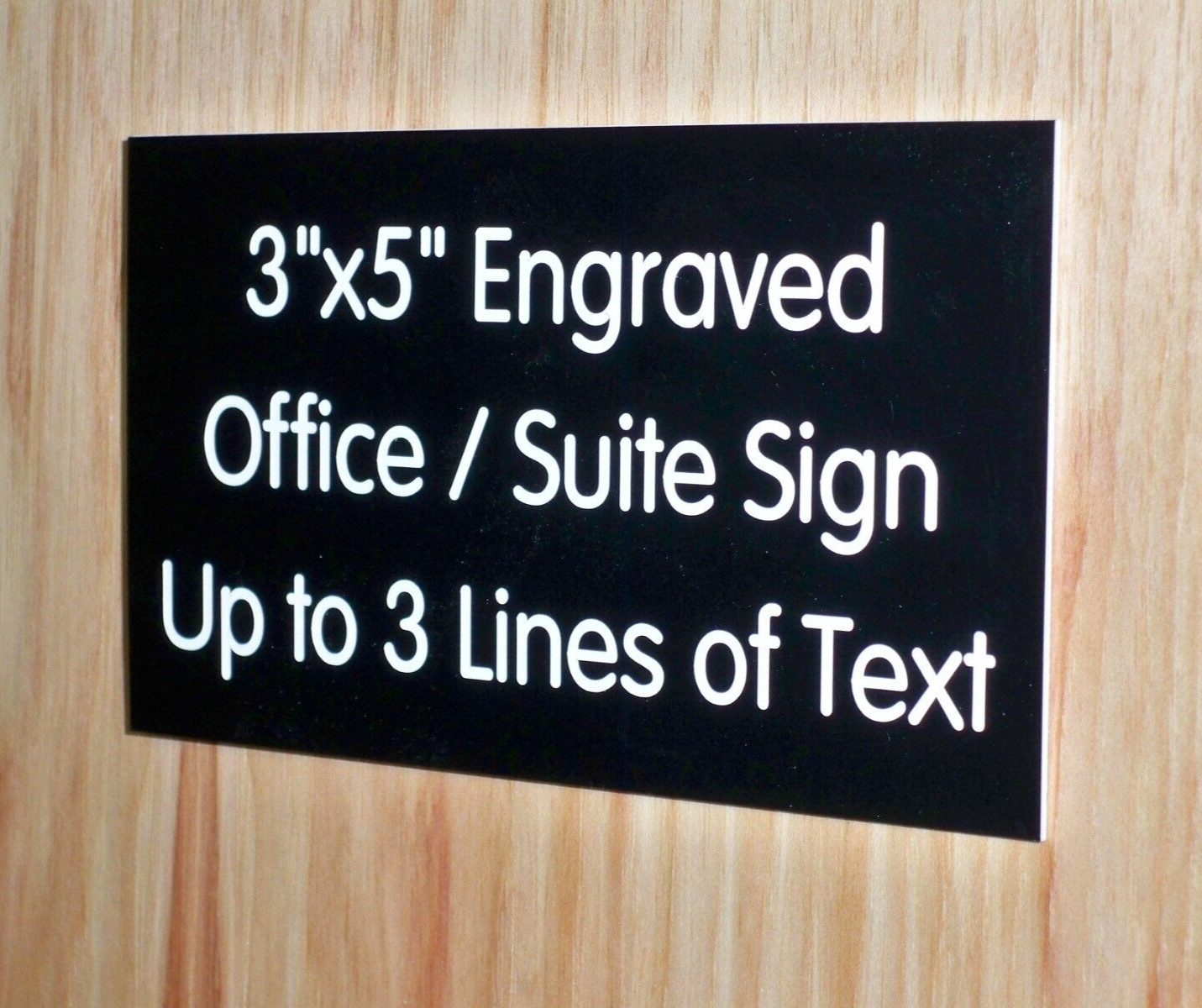 Custom Engraved 3×5 inch Black Sign | Add Your Wording | with Adhesive Backing