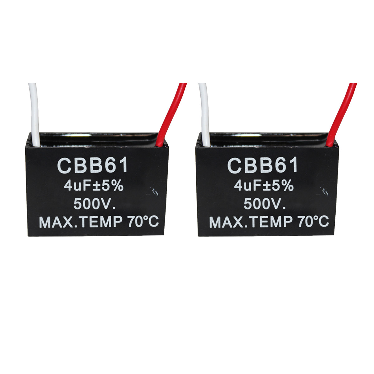 2PCS 4UF 500V CBB61 Ceiling Fan Motor Running Capacitor 2 Wire 50/60 Hz