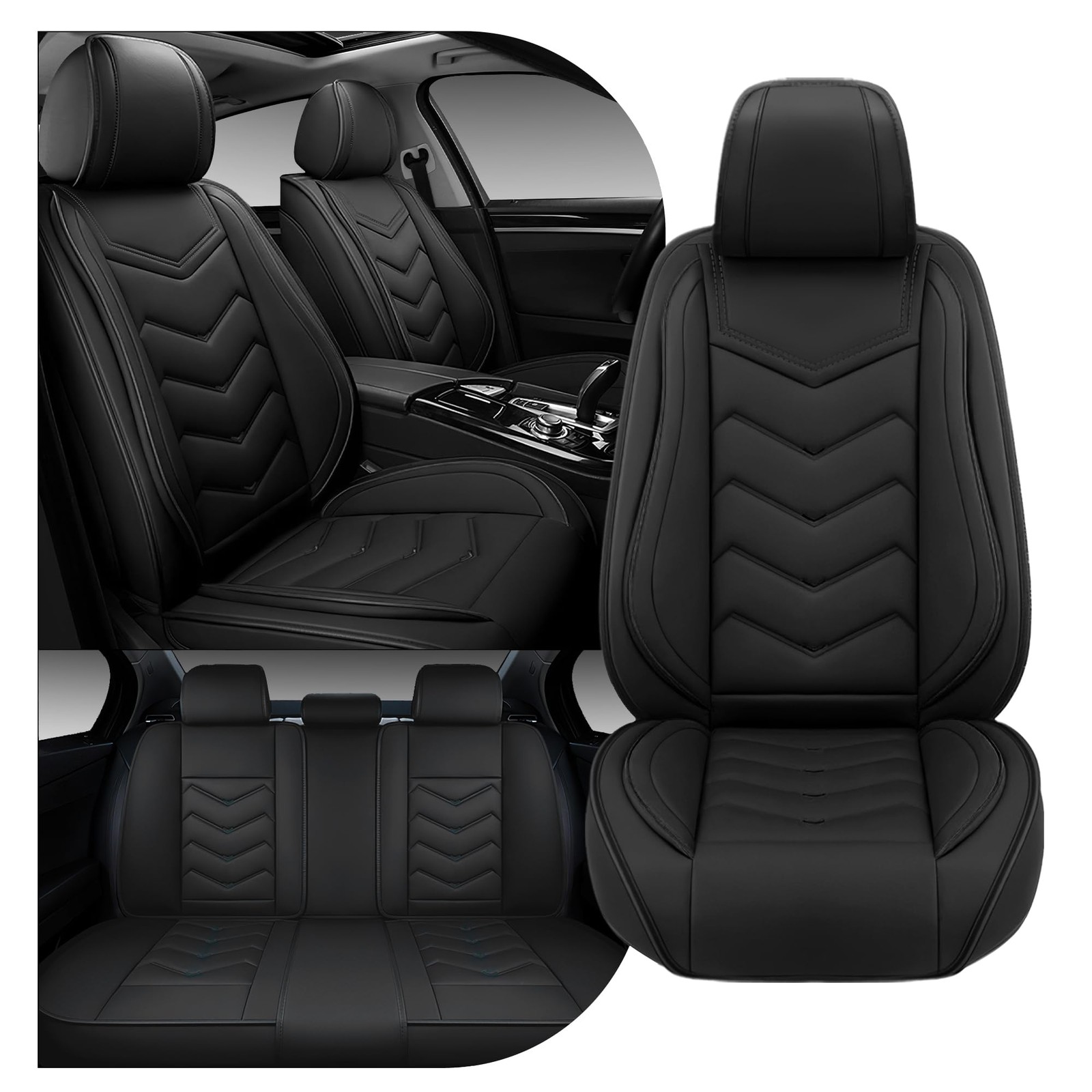 Car for Seat Covers for Chevy Cruze 2011-2019 Nappa Leather 5 for Seats Pure Bla