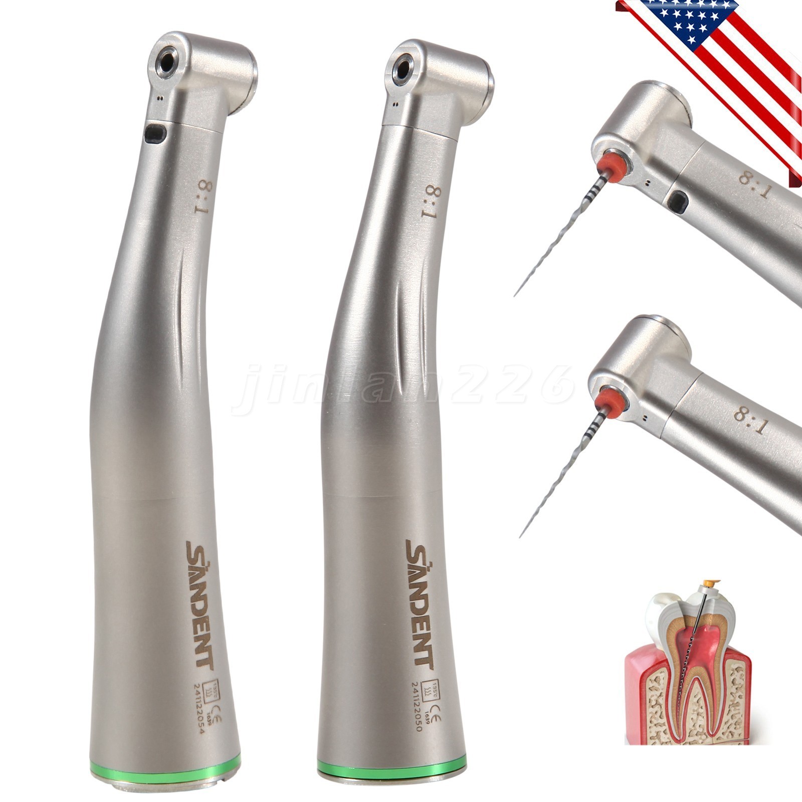 Dental 8:1 Endo Handpiece For Promark Endodontic Contra Angle (LED Fiber Optic)
