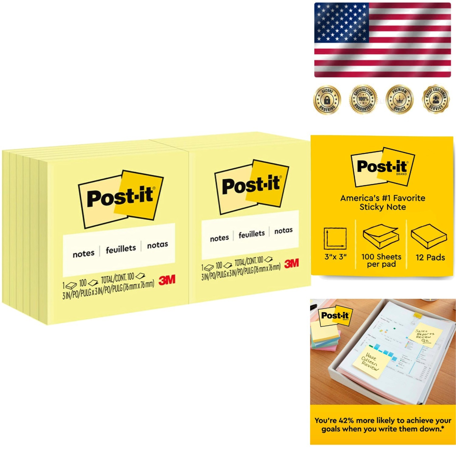 Bulk 3×3 Canary Yellow Notes – 12 Pads with Unique Adhesive, Perfect for Any Use