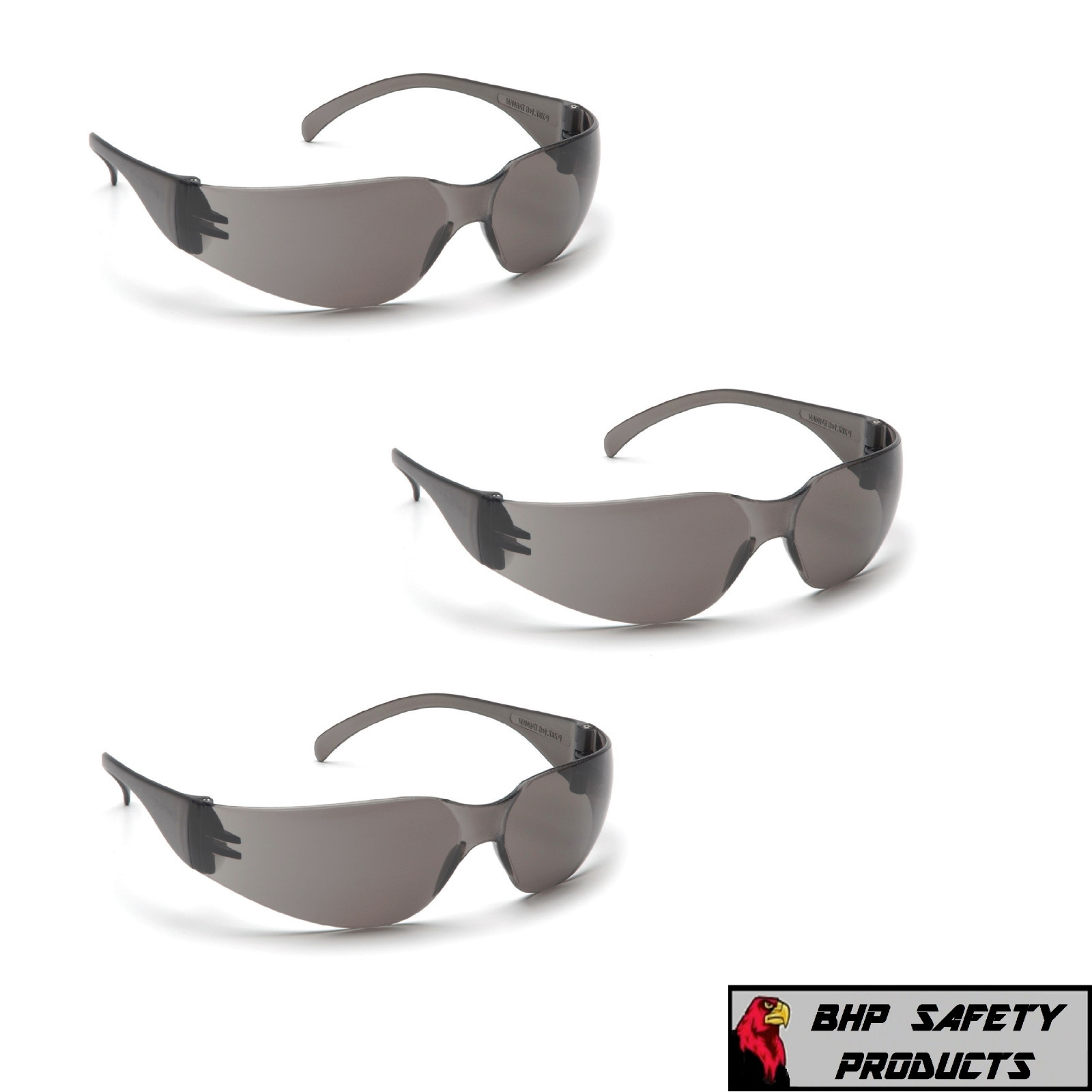 (3 PAIR) PYRAMEX INTRUDER SAFETY GLASSES SMOKE/GRAY LENS WORK EYEWEAR S4120S