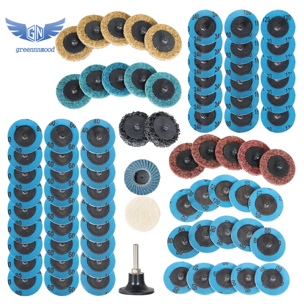 71PCS 2″ Roll Lock Sanding Discs Set W/ 1/4 Holder Die Grinder Quick Change Disc