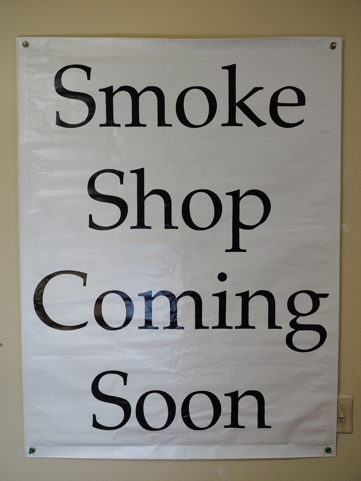 SMOKE SHOP COMING SOON Indoor Outdoor Vinyl Banner Sign Design Man Cave 48″ x 36