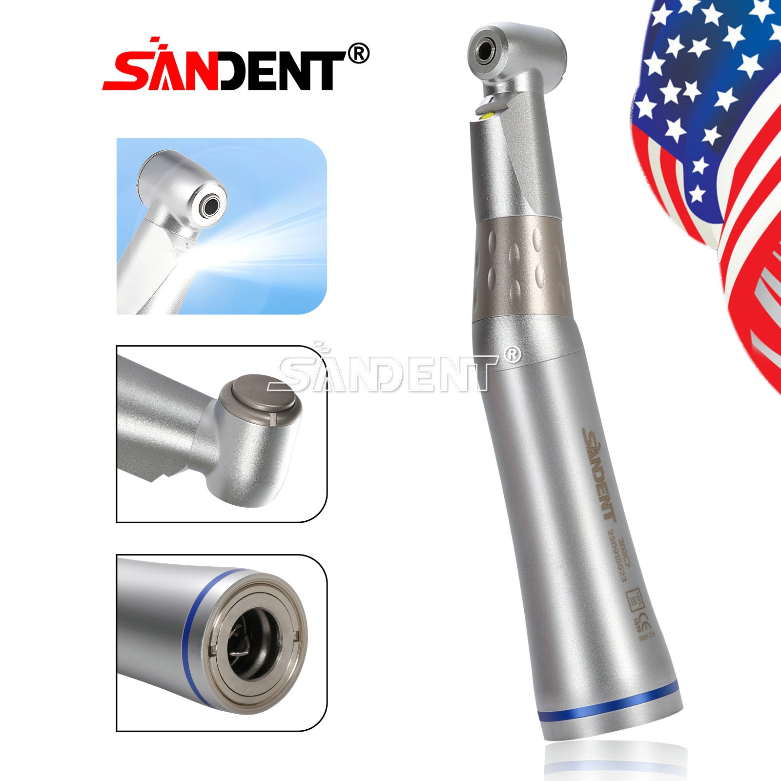 10PCS Dental 1:1 LED E-generator Handpiece Low Speed Contra Angle Internal Spray