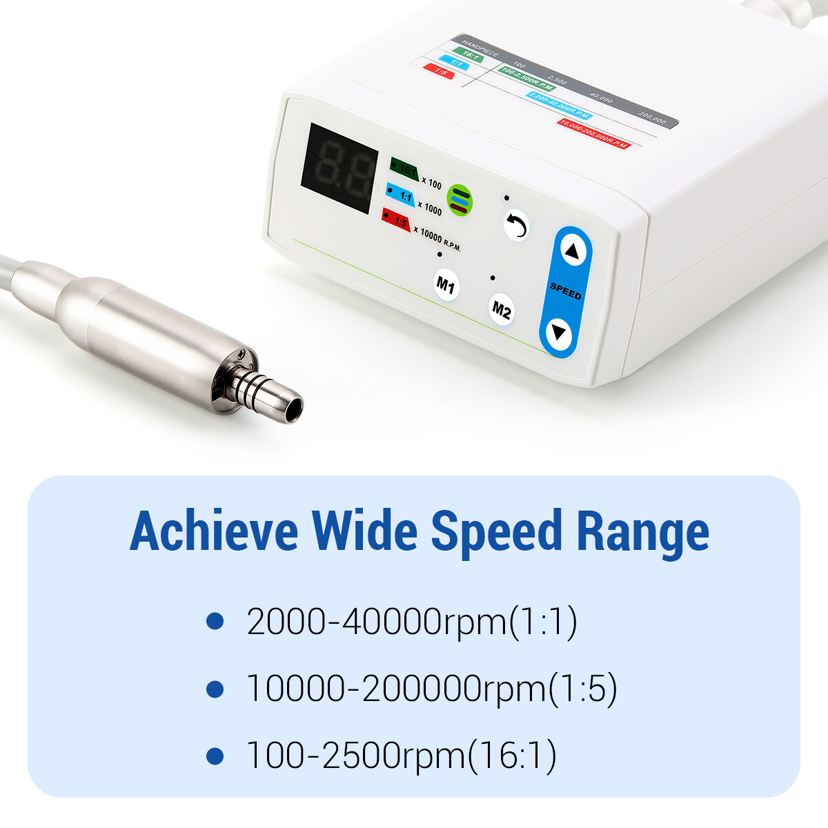 Micromotor LED eléctrico sin cepillo dental 2 hoyos/1:1/1:5/1:4.2 LED Mango