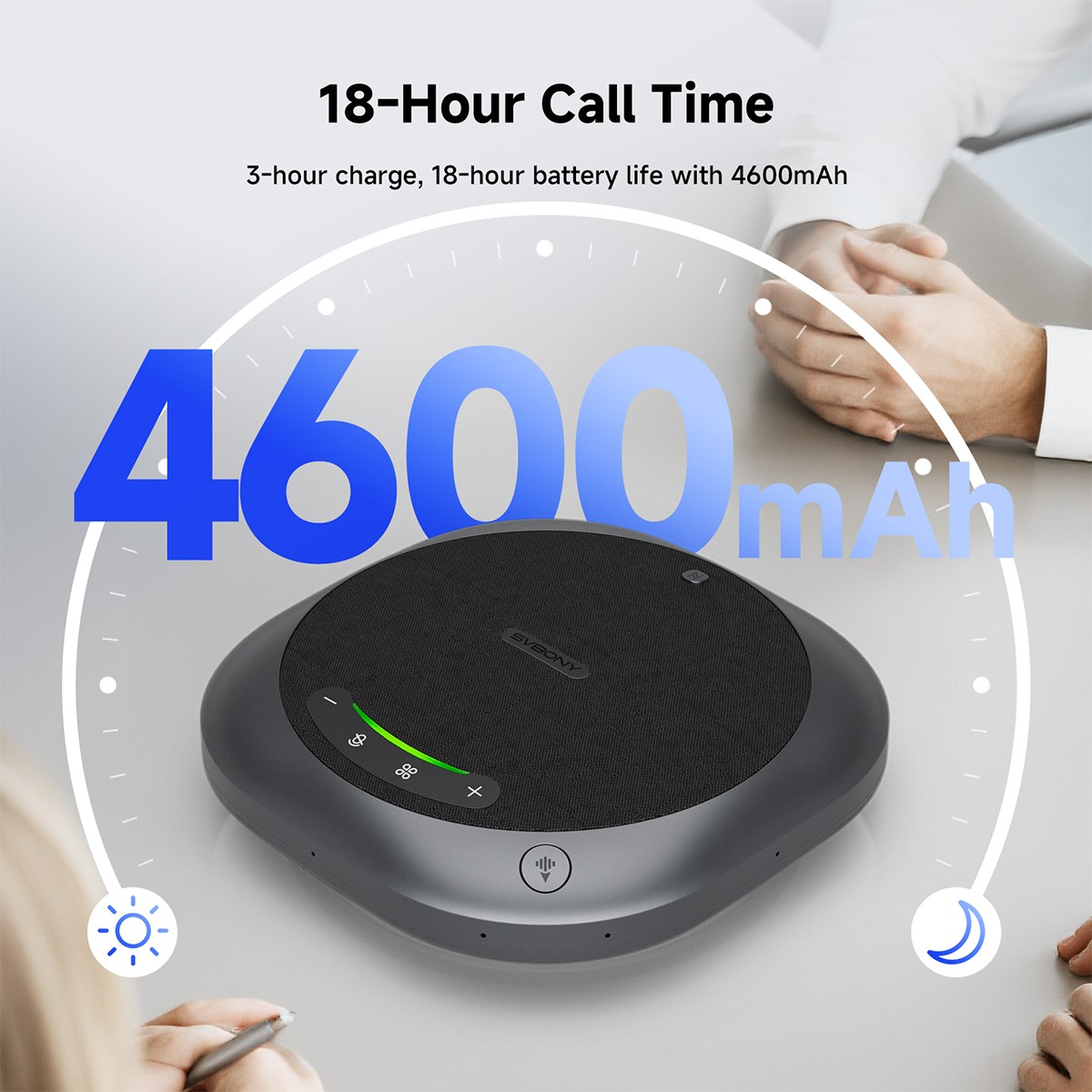 SVBONY Bluetooth Speaker Conference Microphone AI Noise Reduction 18H Call Time