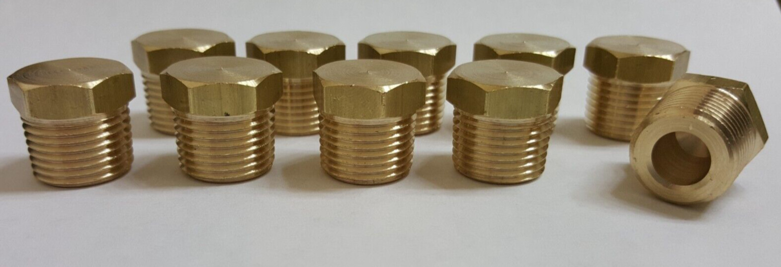 10 pcs. 3/8″ Male NPT Brass Hex Head Plug Made In USA