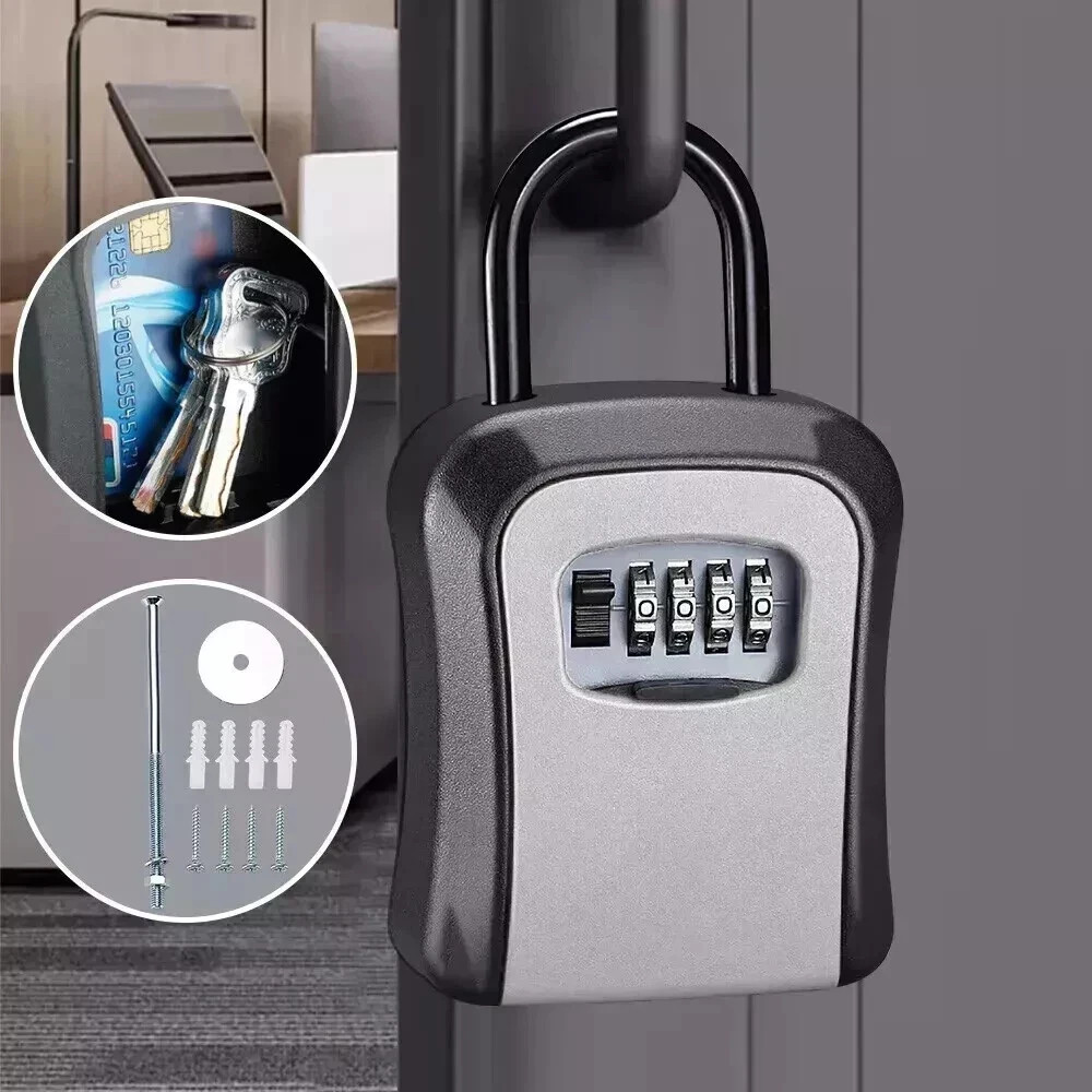 Key Lock Box for Outside-Combination Lockbox for House Key-Portable/Wall Mounted