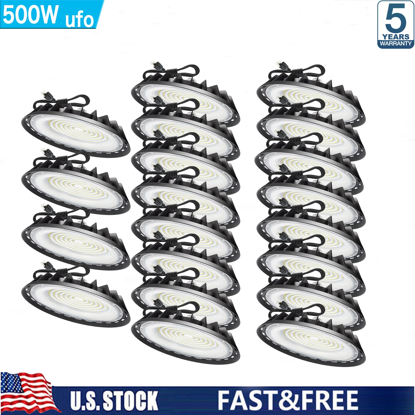 20Pack 500W UFO Led High Bay Light Industrial Commercial Factory Warehouse Light