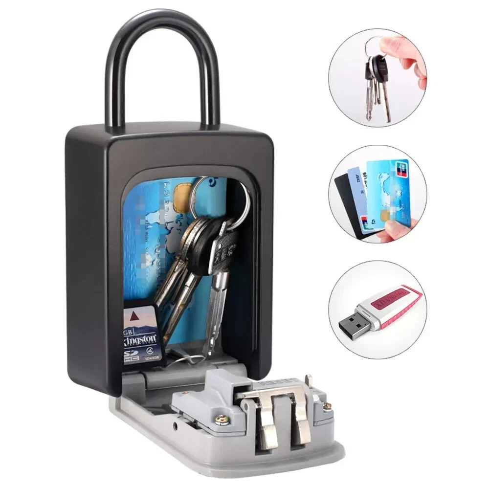 Key Lock Box Outside-Combination Lockbox House Portable Wall Door Knob Mounted