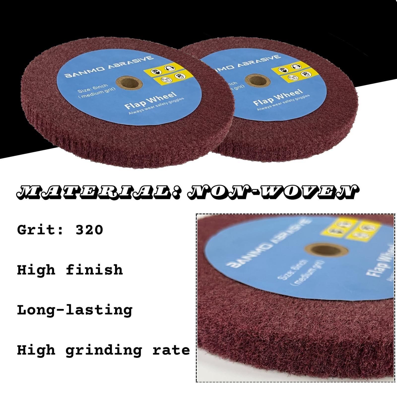 6 Inch Bench Grinder Polishing Wheel, 320 Grit Tight Weave Tough Polishing Bu…