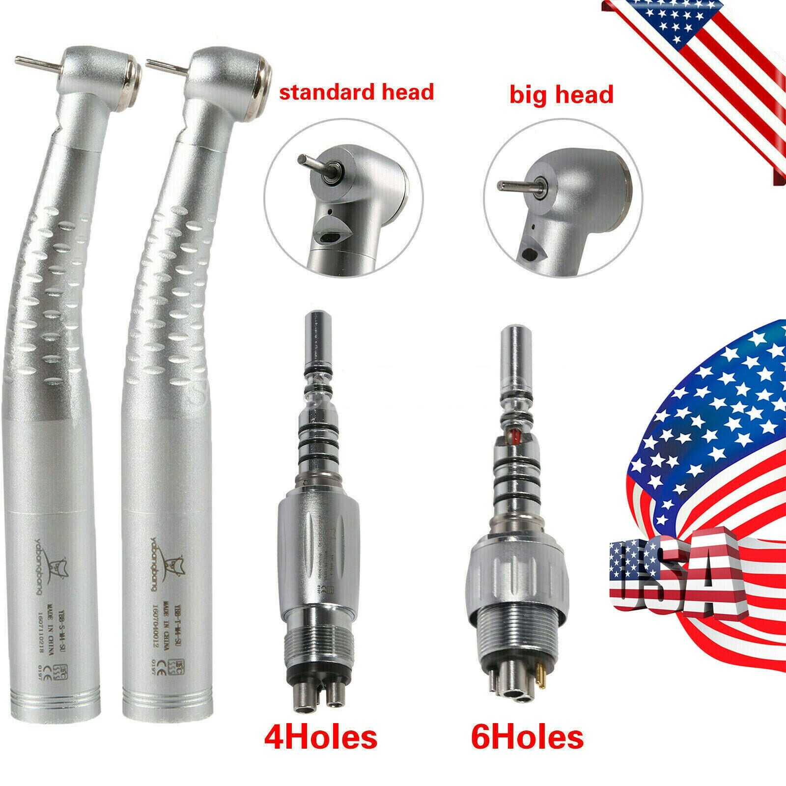 KAVO Style Dental Fiber Optic High Speed Handpiece LED Quick Coupler 4Hole 6 Pin