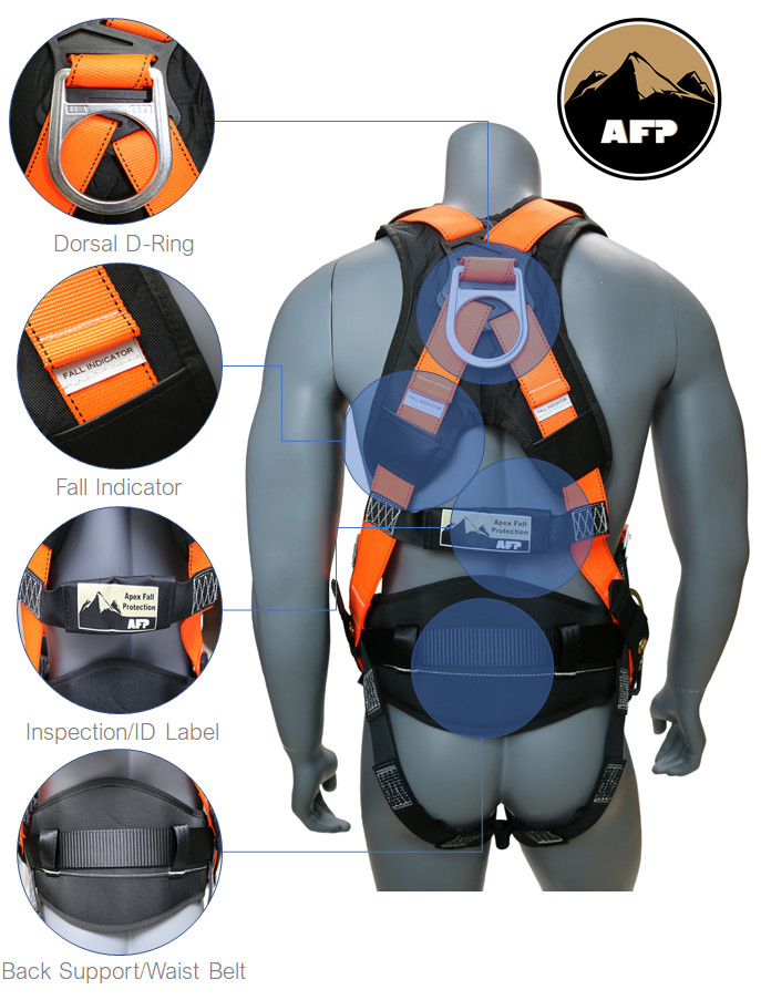Full Body Safety Harness Fall Protection 3D-Ring Back Support Belt Shoulder Pad