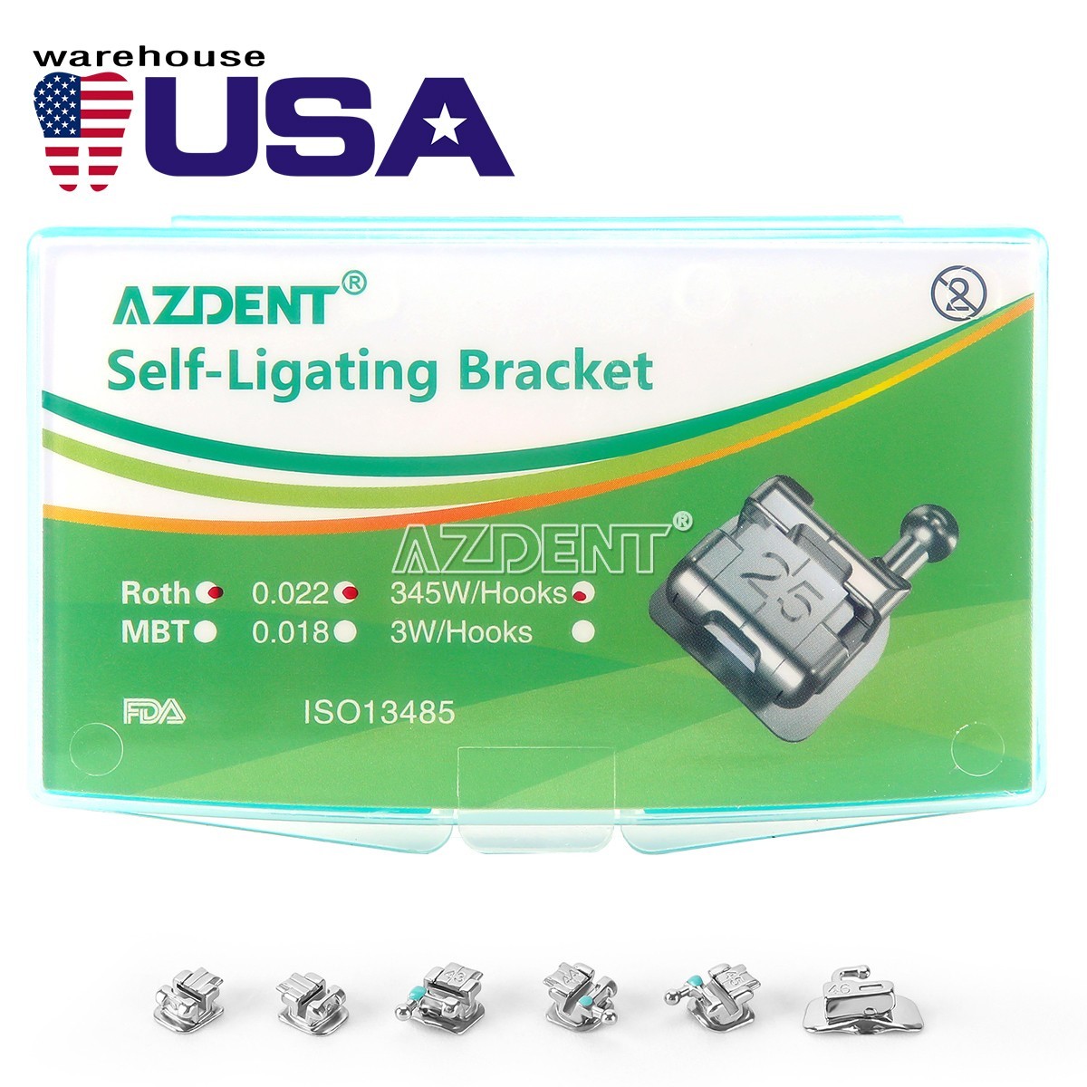 Brackets de Autoligado Activo Ortodoncia Dental Mini Roth.022 con 345 Ganchos