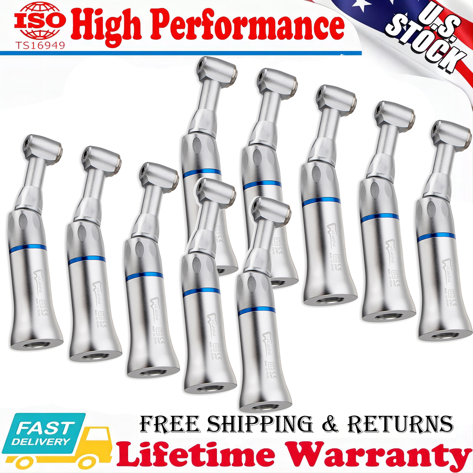 eLabPal Dental Low Speed Handpiece Contra Angle Push Button E-Type for NSK Style