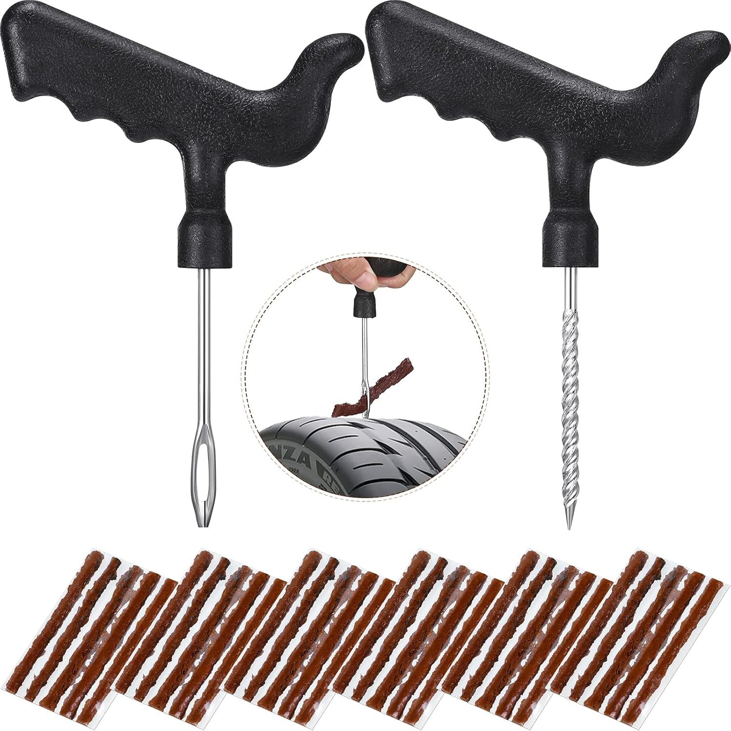 32pc Tire Repair Plug Kit | T-Handle Puncture Tools for Car Truck SUV ATV RV
