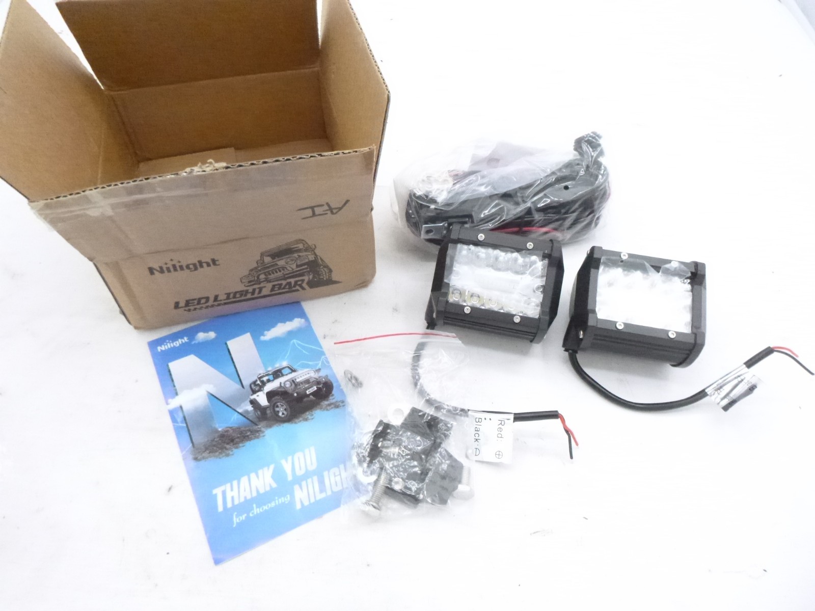 Nilight 4″ 60W Triple Row Spot Flood LED Work Light Pods 12ft Wire ZH302