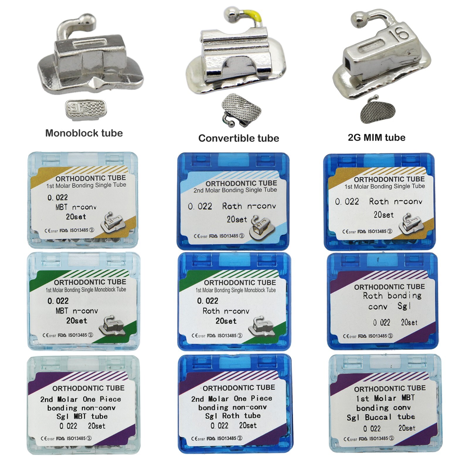 Dental Orthodontic Buccal Tubes 1st 2nd Molar Tubes Brackets Roth MBT 022 VENUS