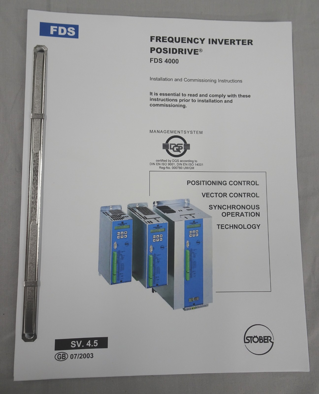 *PRISTINE* FAS4014 POSIDRIVE 0.75KW 1HP 400/480VAC IP20 W/ PRINTED MANUAL (481)