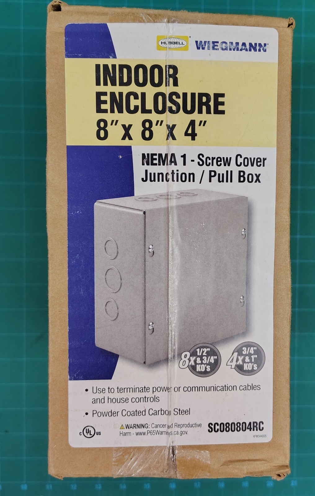 Hubbell Wiegmann Indoor Electrical Enclosure 8″x8″x4″ Screw Cover SC080804RC Box