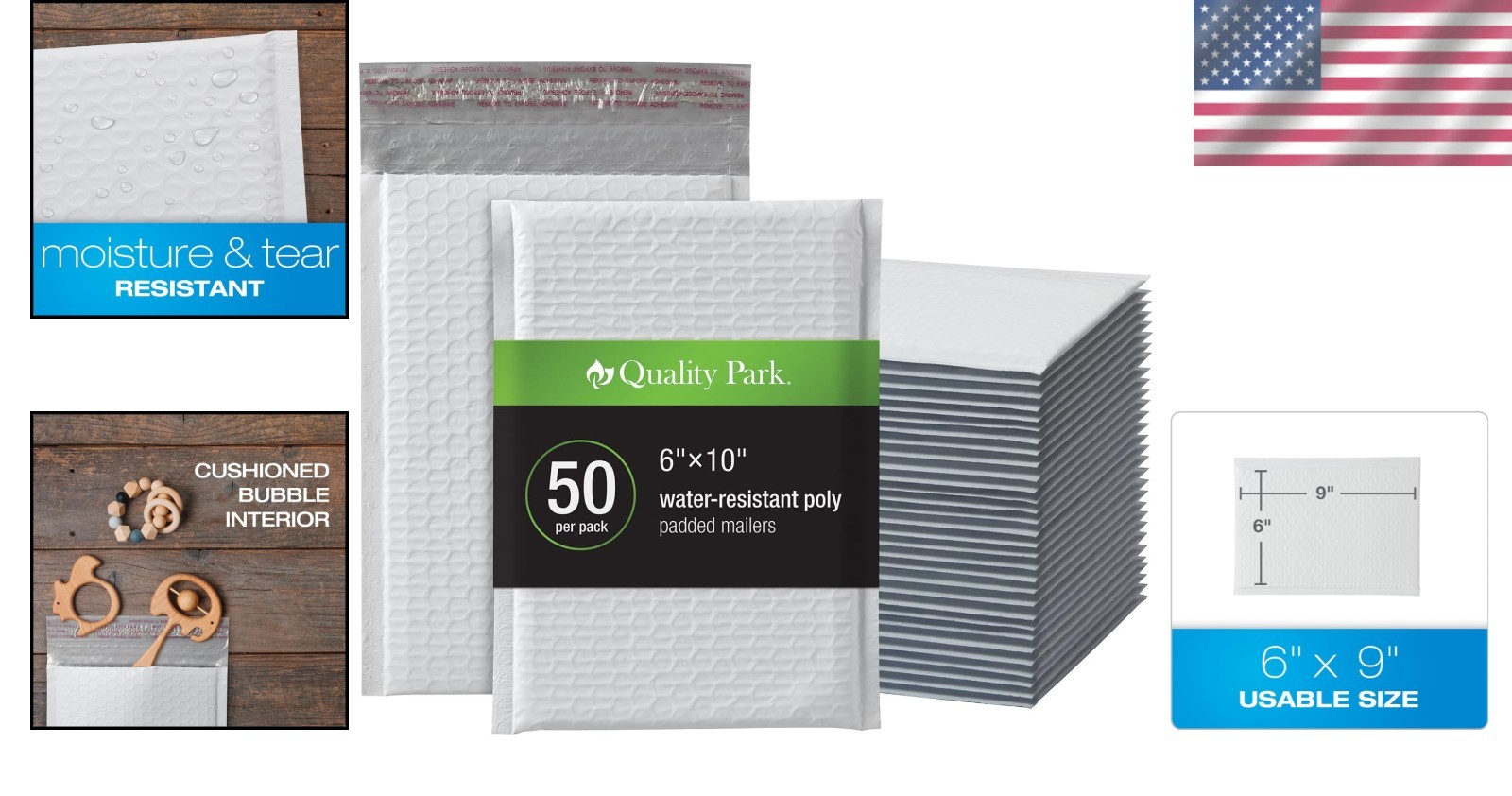 Self-Seal White Bubble Mailers 6×9 – 50 Lightweight Water-Resistant Envelopes