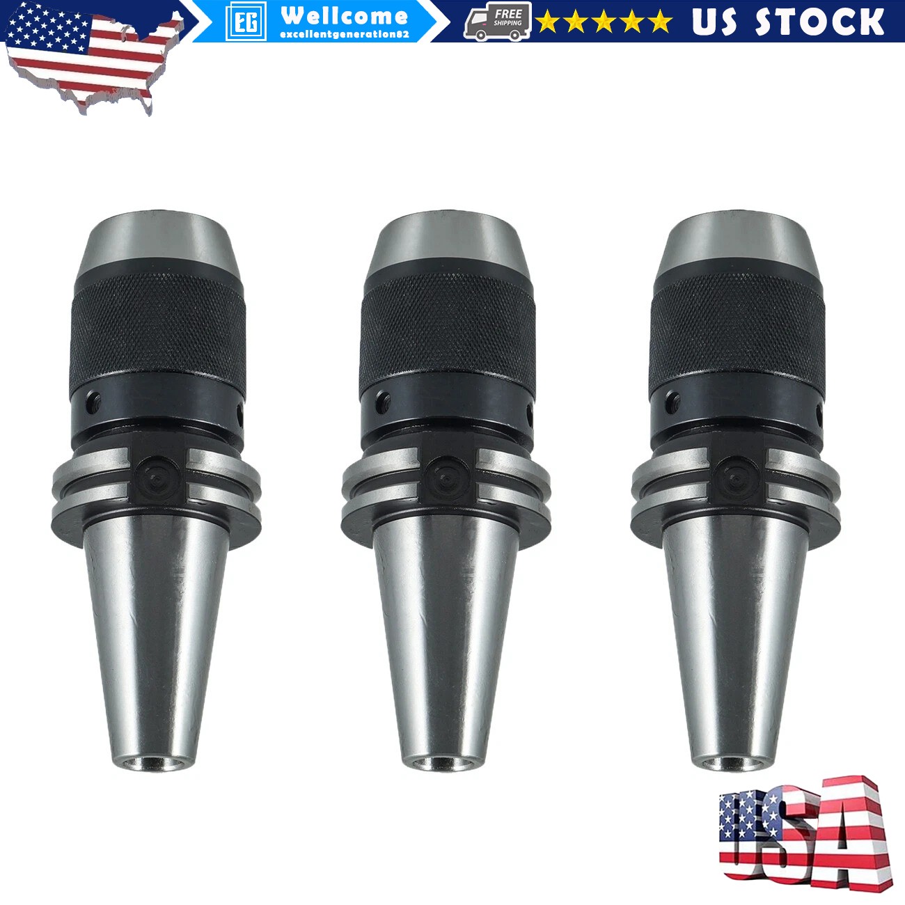 3pcs CAT40 Keyless Drill Chuck 5/8” For On Haas CNC Easy Great Tool Holder