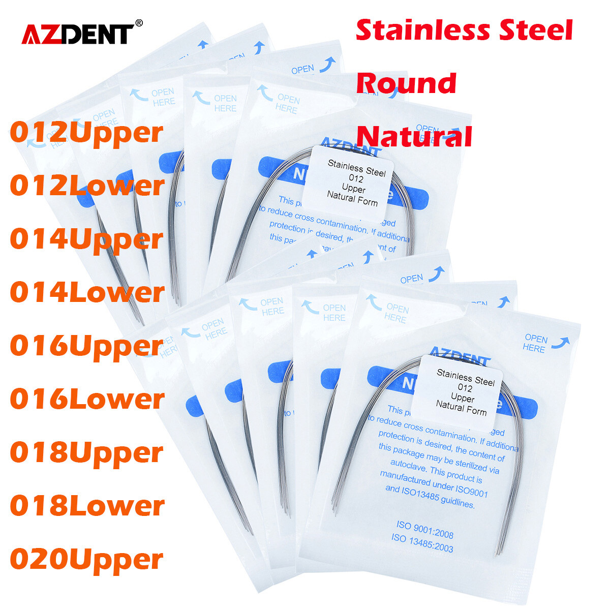 5X Dental Orthodontic Stainless Steel Round Natural Form Arch Wires 10PCS/Pack
