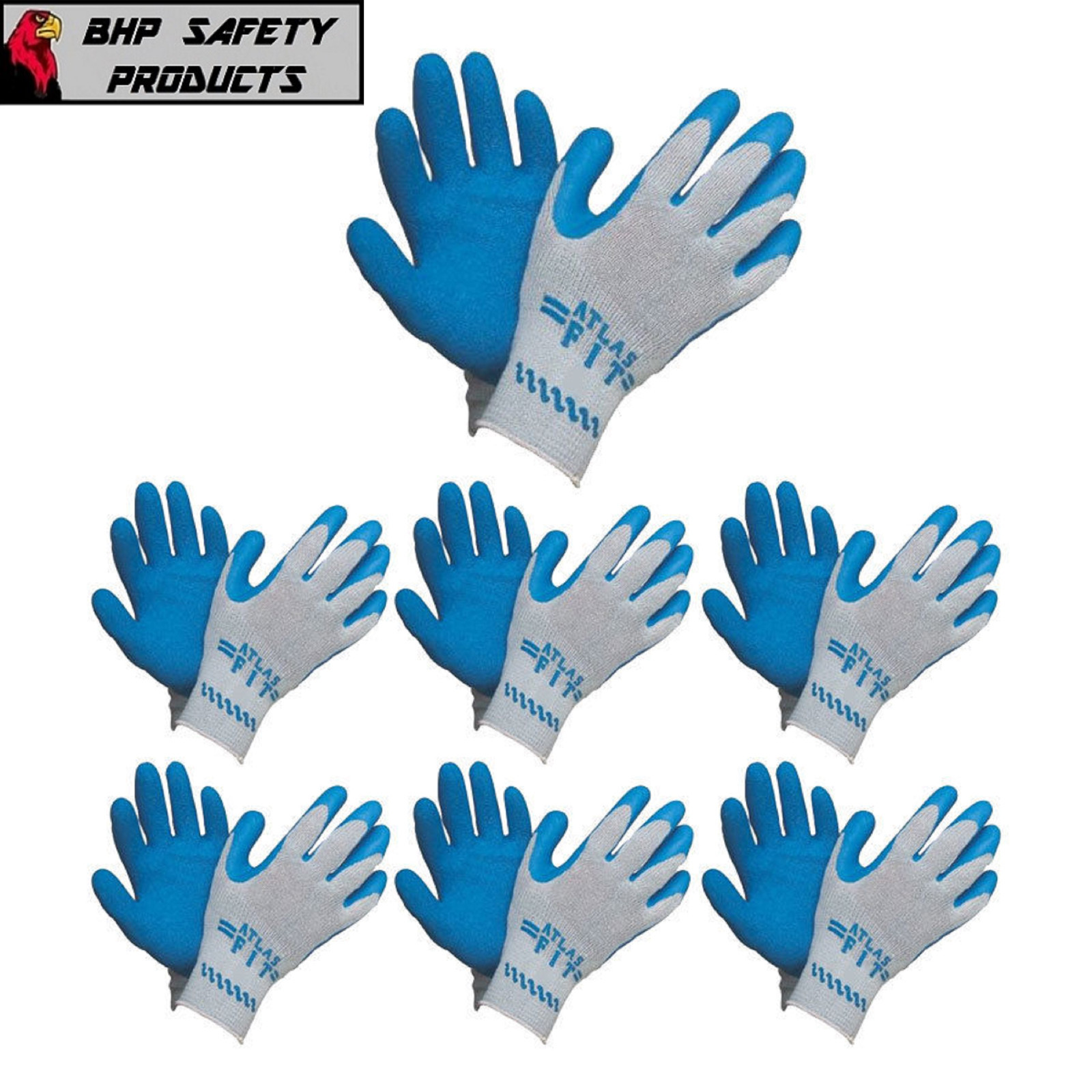 ATLAS FIT 300 SHOWA-BEST LATEX PALM BLUE X-LARGE RUBBER WORK GLOVES (1 DOZEN)