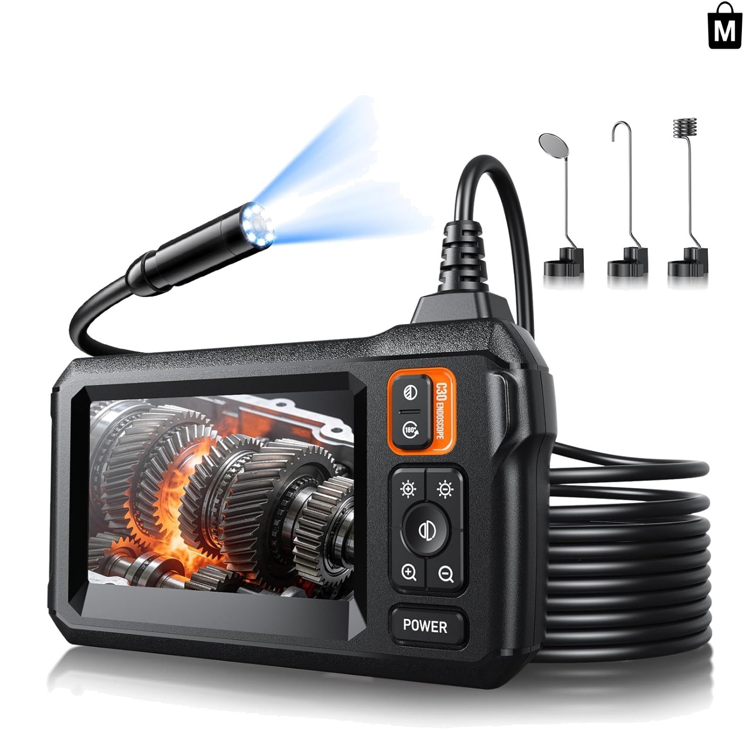 Waterproof Endoscope Camera with 4.3″ Screen & 8 LED Lights – 16.6FT