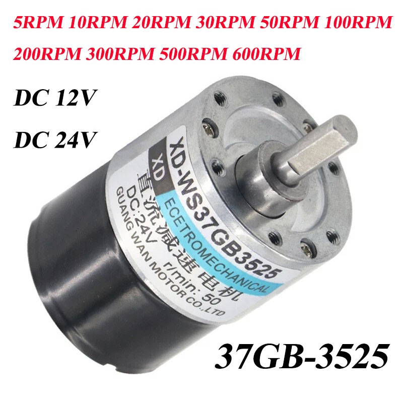 DC 12V 24V Brushless Motor 5RPM – 600RPM Slow Speed Full Metal Gear Motor CW/CCW