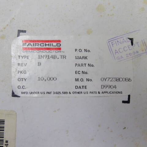 FAIRCHILD SEMI 1N914B-TR Qty of 2400 per Lot DIO 1N914B SWITCHING TnR