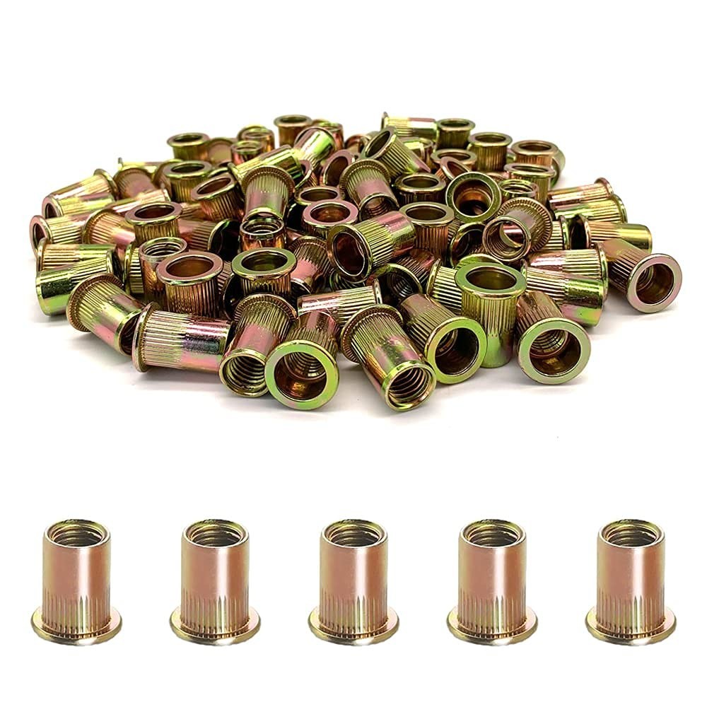 50PCS M12 Rivet Nuts Kit – Carbon Steel Flat Head Nutserts for Automotive, Furni